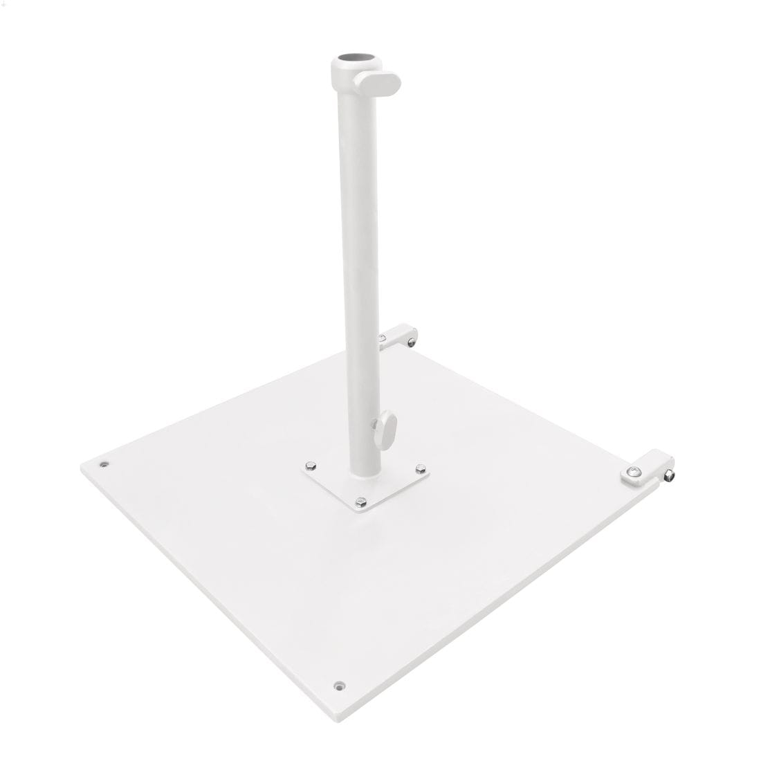 California Umbrellas White 100 lb Galvanized Steel Umbrella Base Plate with Casters, Fits 1.5" Pole CAL-CRL100-WHITE