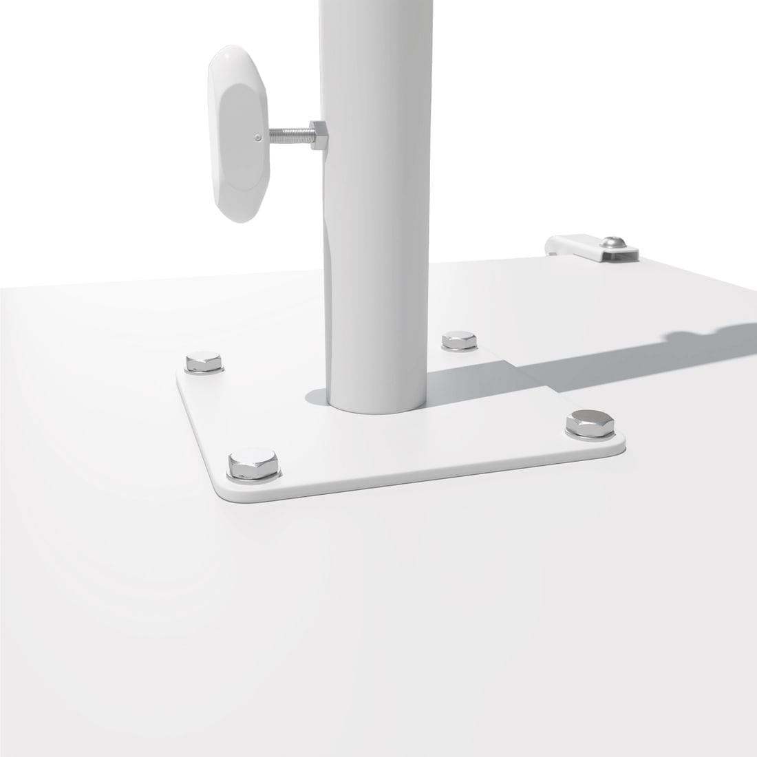 California Umbrellas White 100 lb Galvanized Steel Umbrella Base Plate with Casters, Fits 1.5" Pole CAL-CRL100-WHITE