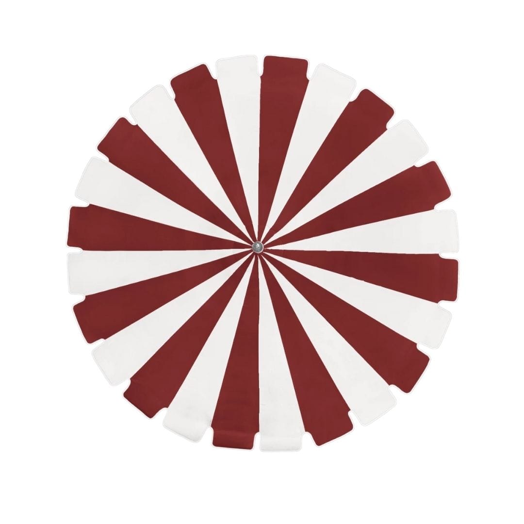 California Umbrellas Jockey Red 8.5' Pagoda Series Sunbrella Fabric Patio Umbrella with White Aluminum Pole and Push Lift CAL-SMPT852174PD-0403