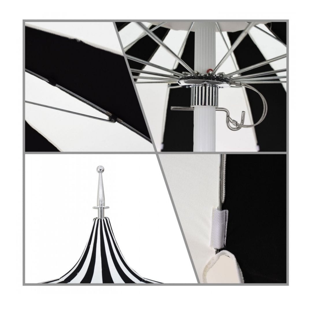 California Umbrellas Jockey Red 8.5' Pagoda Series Sunbrella Fabric Patio Umbrella with White Aluminum Pole and Push Lift CAL-SMPT852174PD-0403