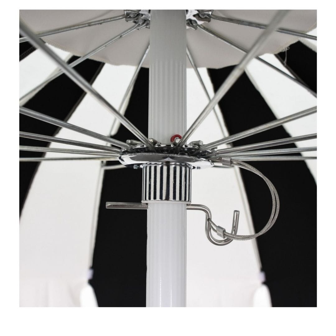 California Umbrellas Jockey Red 8.5' Pagoda Series Sunbrella Fabric Patio Umbrella with White Aluminum Pole and Push Lift CAL-SMPT852174PD-0403