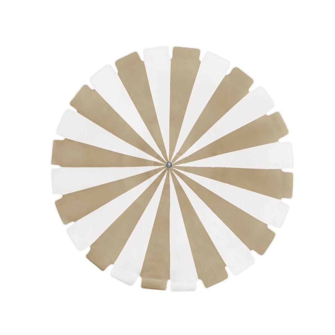 California Umbrellas Antique Beige 8.5' Pagoda Series Sunbrella Fabric Patio Umbrella with White Aluminum Pole and Push Lift CAL-SMPT852174PD-0422
