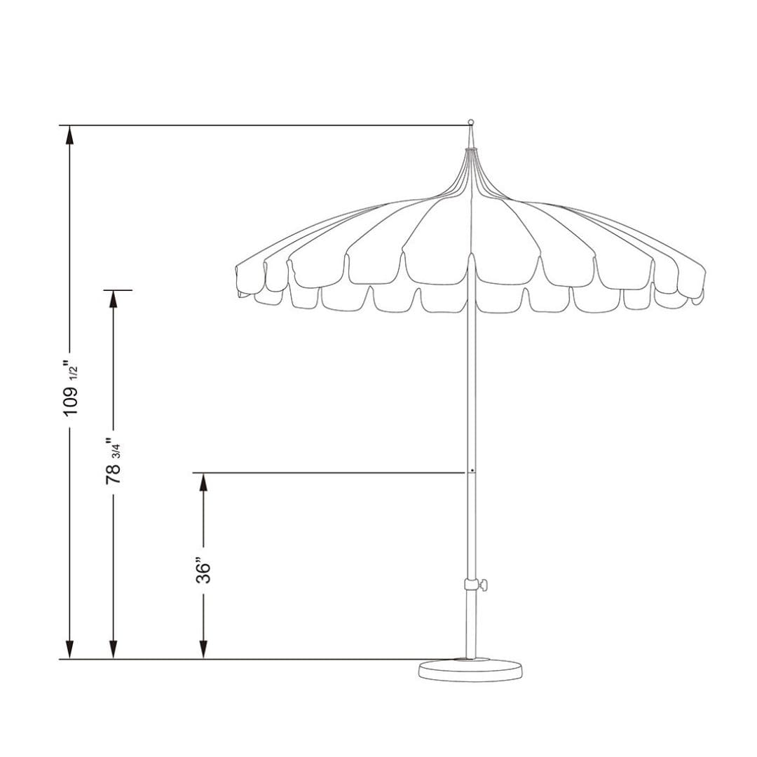 California Umbrellas Navy Blue 8.5' Pagoda Series Sunbrella Fabric Patio Umbrella with White Aluminum Pole and Push Lift CAL-SMPT852174PD-0439