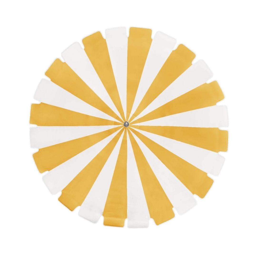 California Umbrellas Sunflower Yellow 8.5' Pagoda Series Sunbrella Fabric Patio Umbrella with White Aluminum Pole and Push Lift CAL-SMPT852174PD-0457