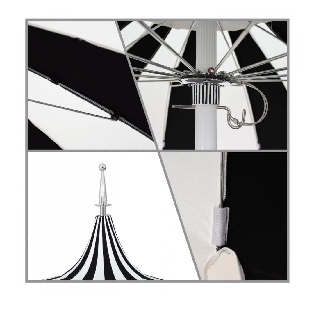California Umbrellas Sunflower Yellow 8.5' Pagoda Series Sunbrella Fabric Patio Umbrella with White Aluminum Pole and Push Lift CAL-SMPT852174PD-0457