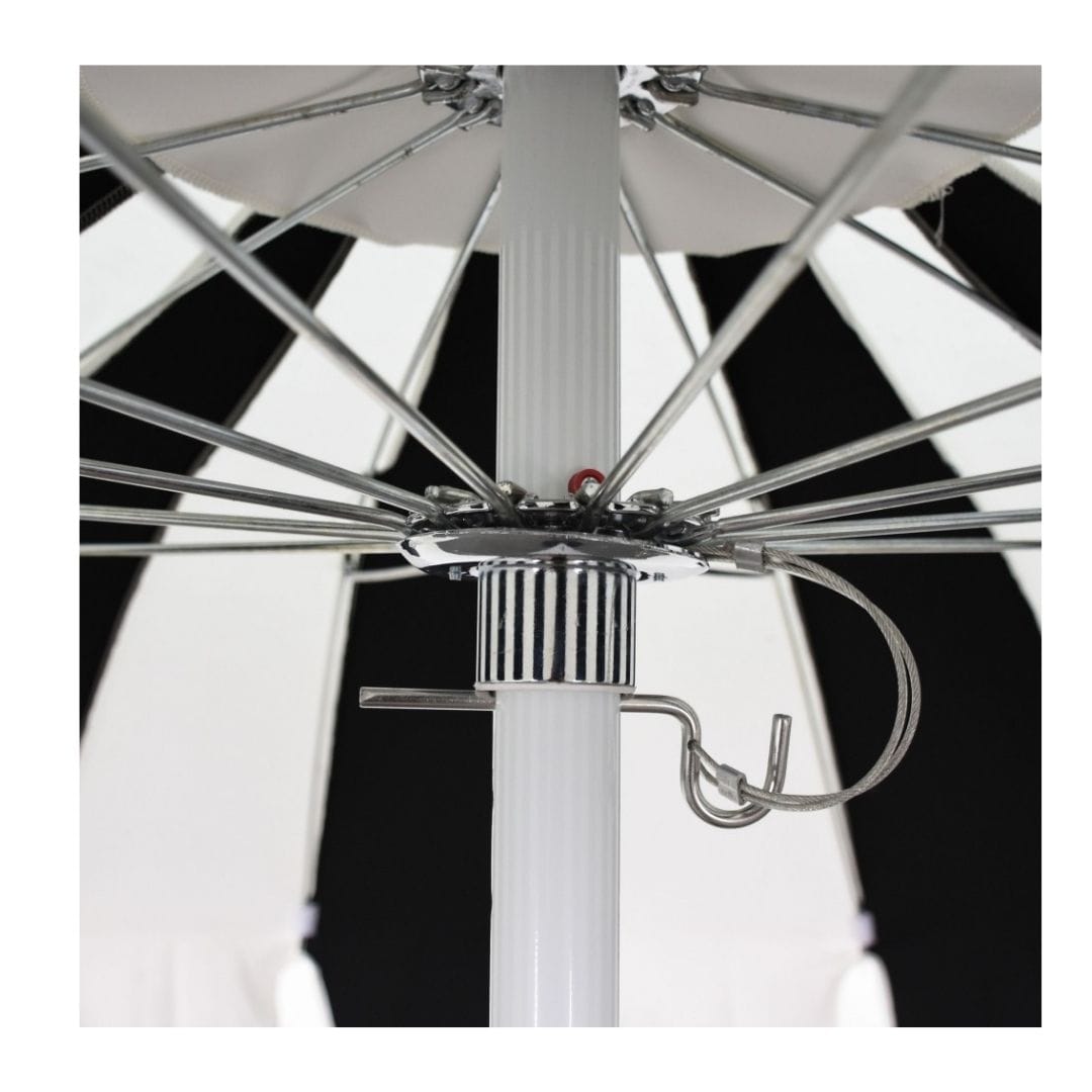 California Umbrellas Sunflower Yellow 8.5' Pagoda Series Sunbrella Fabric Patio Umbrella with White Aluminum Pole and Push Lift CAL-SMPT852174PD-0457