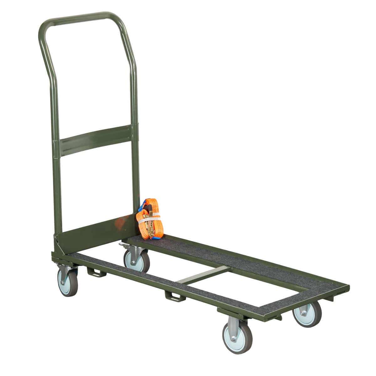 Chivari Heavy Duty Steel Frame Folding Chair Cart with Locking Wheels and Safety Strap - up to 25 chairs CART100HG-HD-AX-T