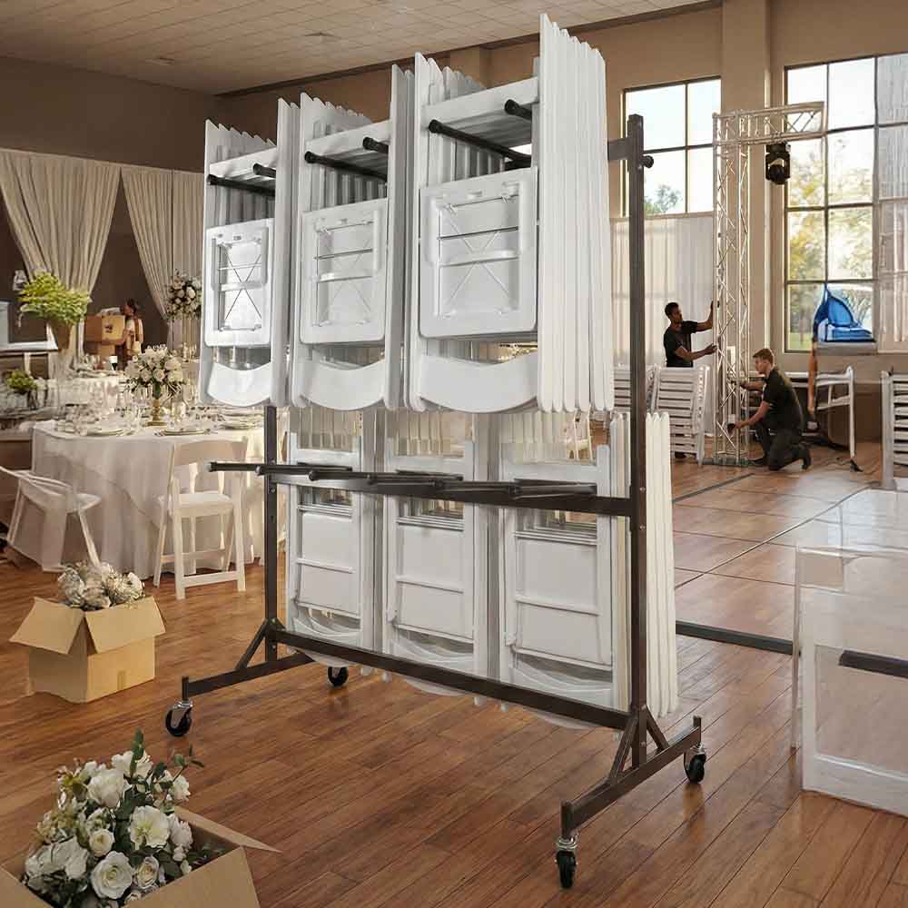 Chivari Hanging Chair Cart for Poly, Resin, Metal and Bamboo Folding Chairs - up to 120 chairs CART101G-AX-T