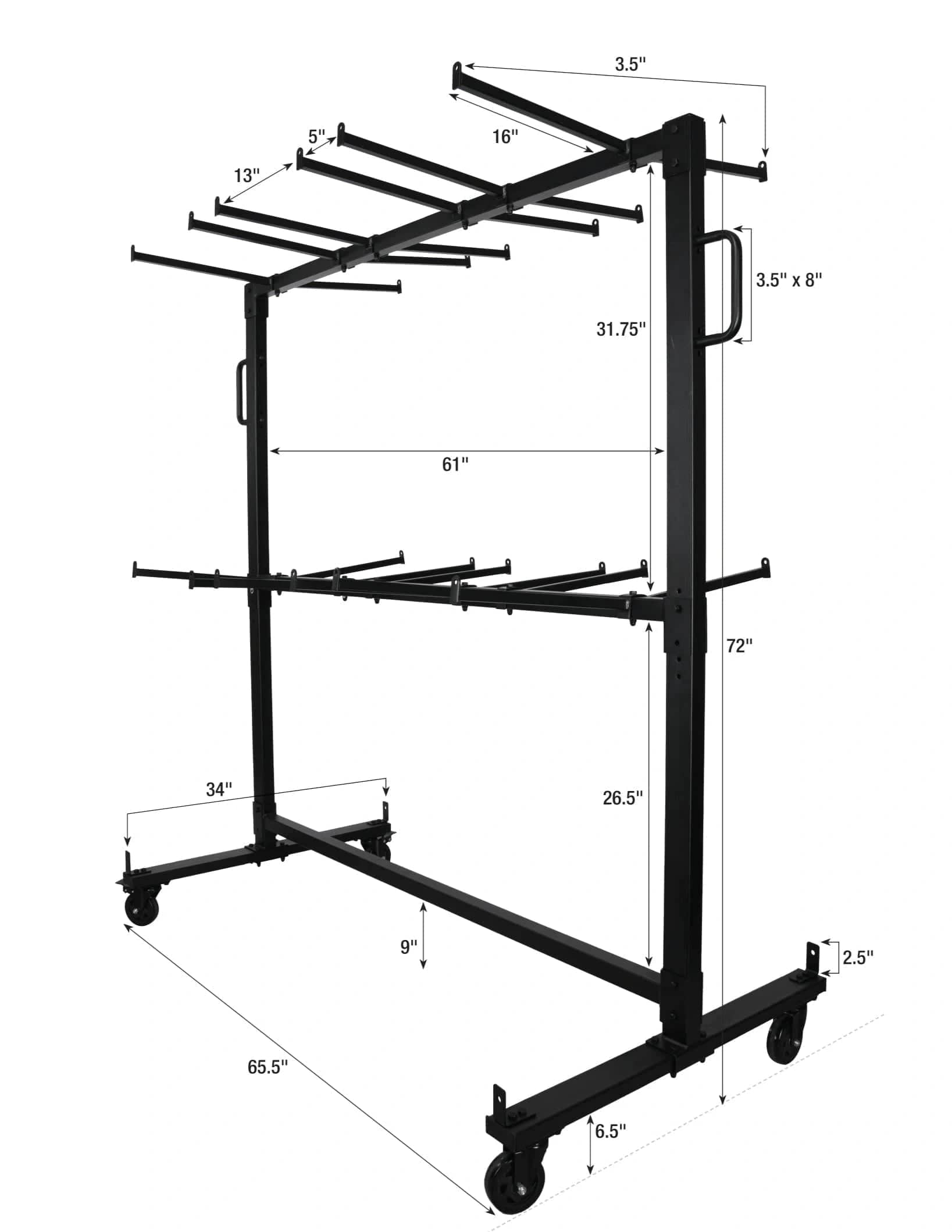 Chivari Hanging Cart for Metal Folding Chairs and Tables CART101TBL-AX-T