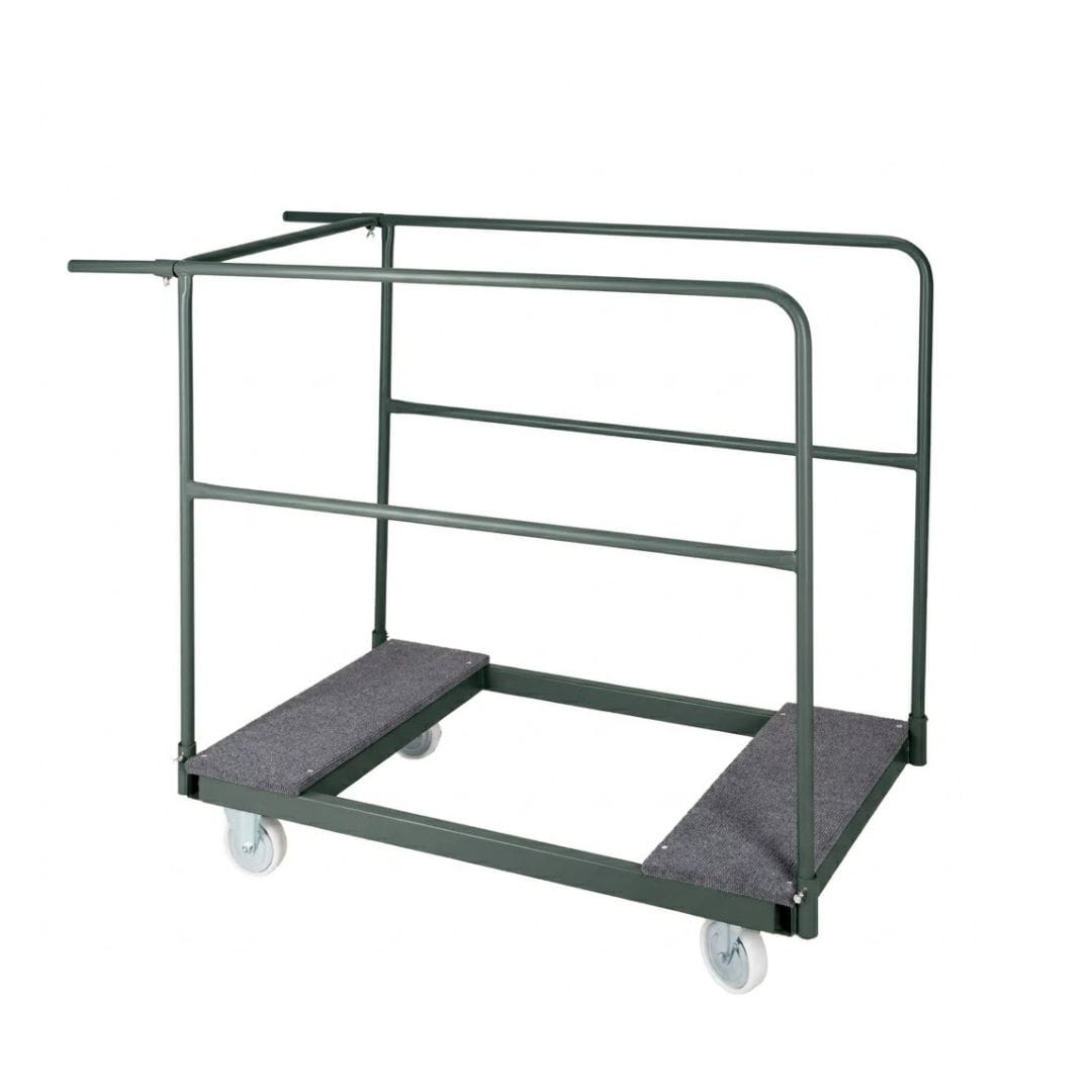 Chivari 10 Plywood 72" x 30" (6 Foot) Rectangle Folding Tables with Vinyl Edge + Steel Banquet Table Cart CART102HG-RT7230VG-10