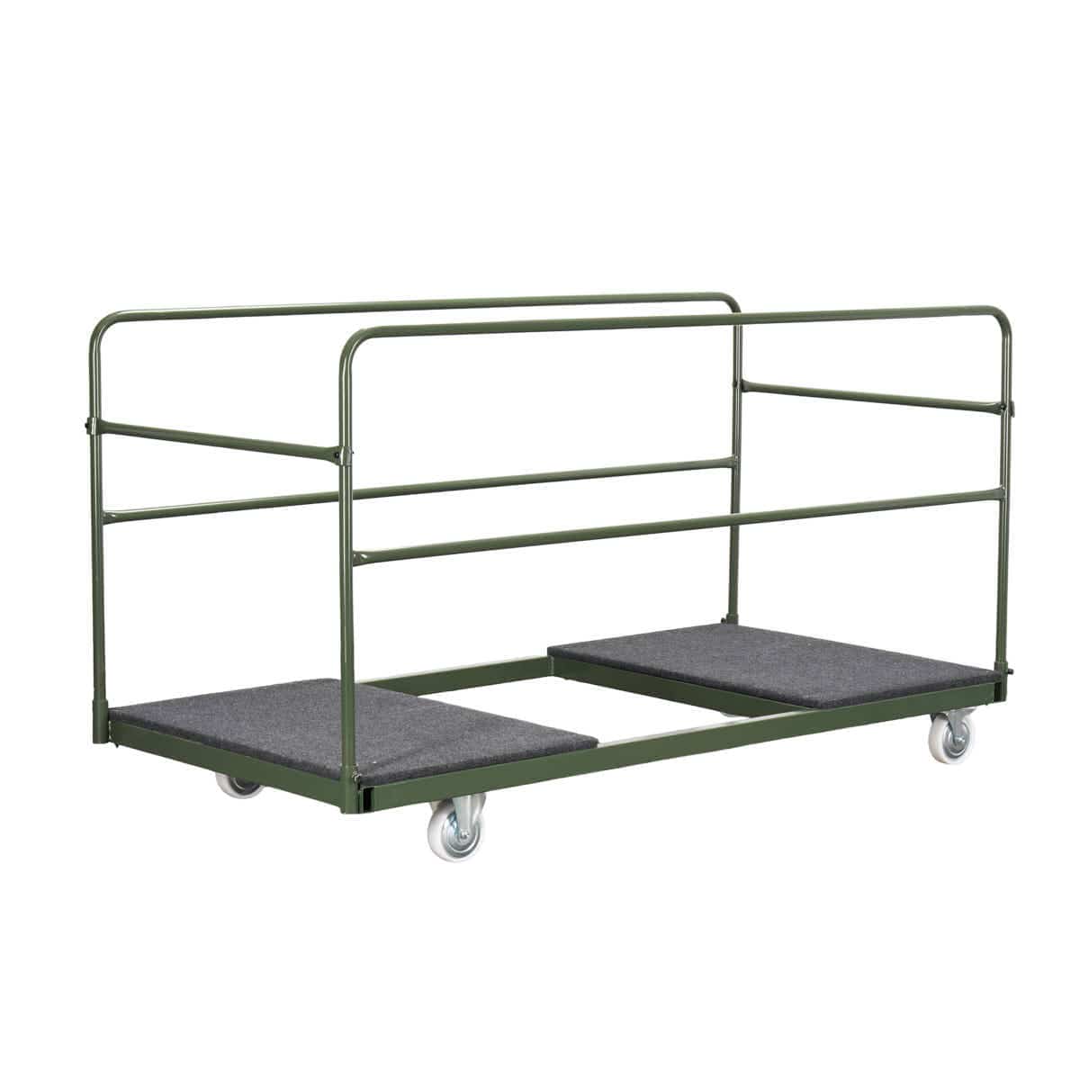 Chivari 8 Plywood 96" x 30" (8 Foot) Rectangle Folding Tables with Metal Edge + Extra Large Steel Banquet Table Cart CART105HG-RT9630MG-8