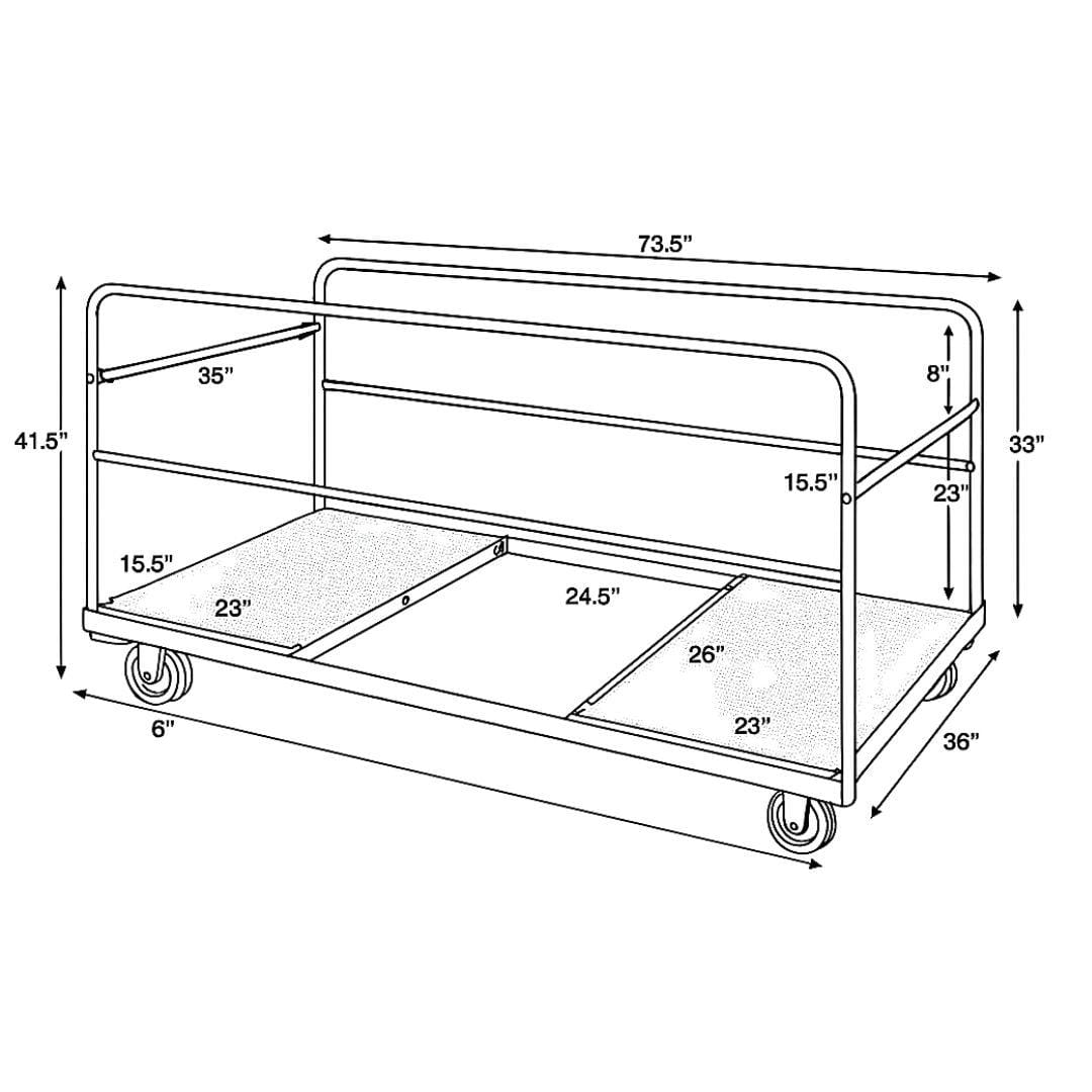 Chivari Extra Large Steel Banquet Table Cart - up to 20 tables CART105HG-AX-T