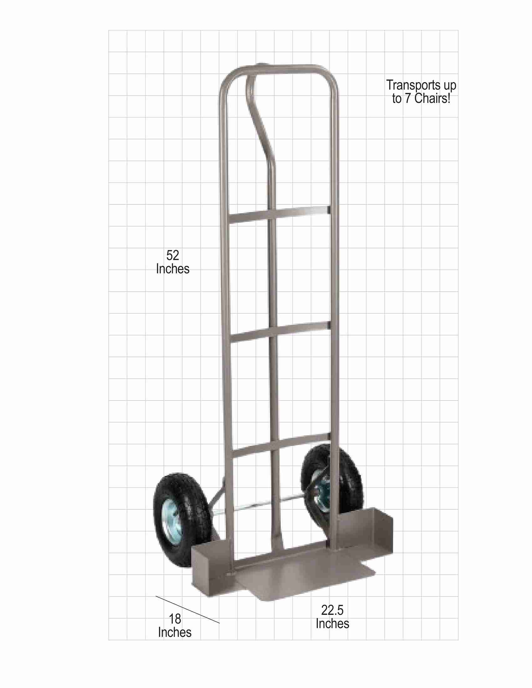 Chivari Gray Steel Chair Stack Dolly for Chiavari, Church Chair, Banquet, Cross Back and Other Stacking Chairs - up to 7 chairs CART106G-UNIV-AX-T