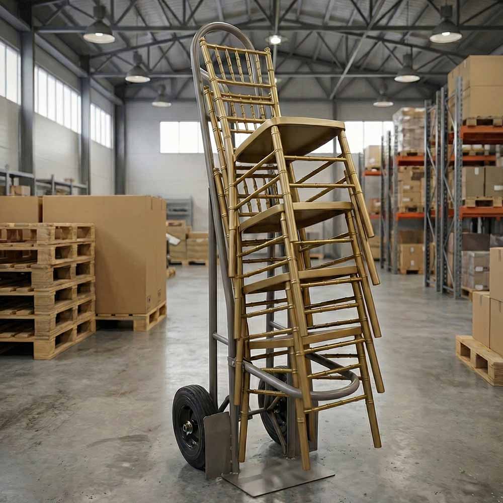 Chivari Gray Space Saving Chiavari Chair Steel Stack Dolly - up to 7 chairs CART106G-ZG-T