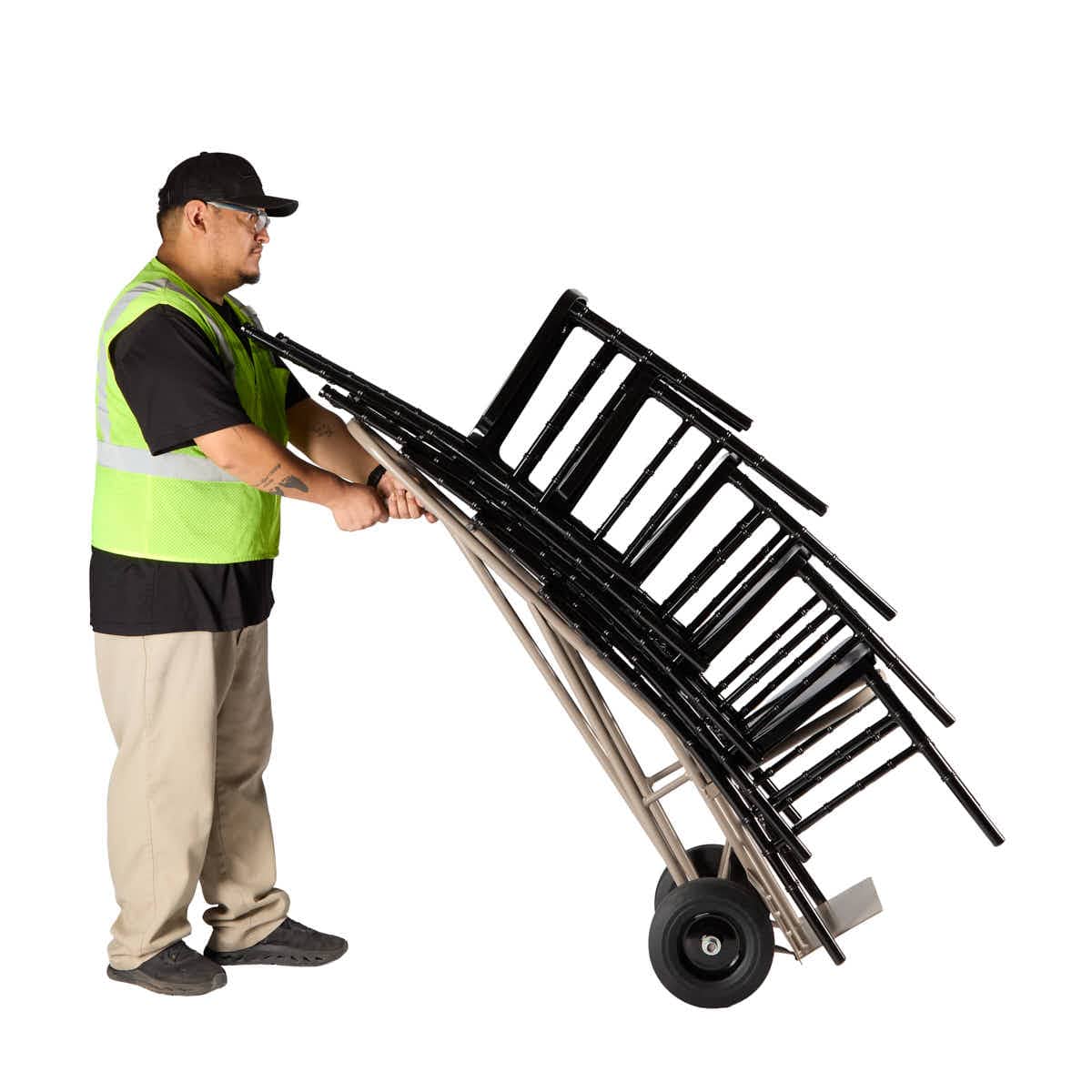 Chivari Gray Space Saving Chiavari Chair Steel Stack Dolly - up to 7 chairs CART106G-ZG-T