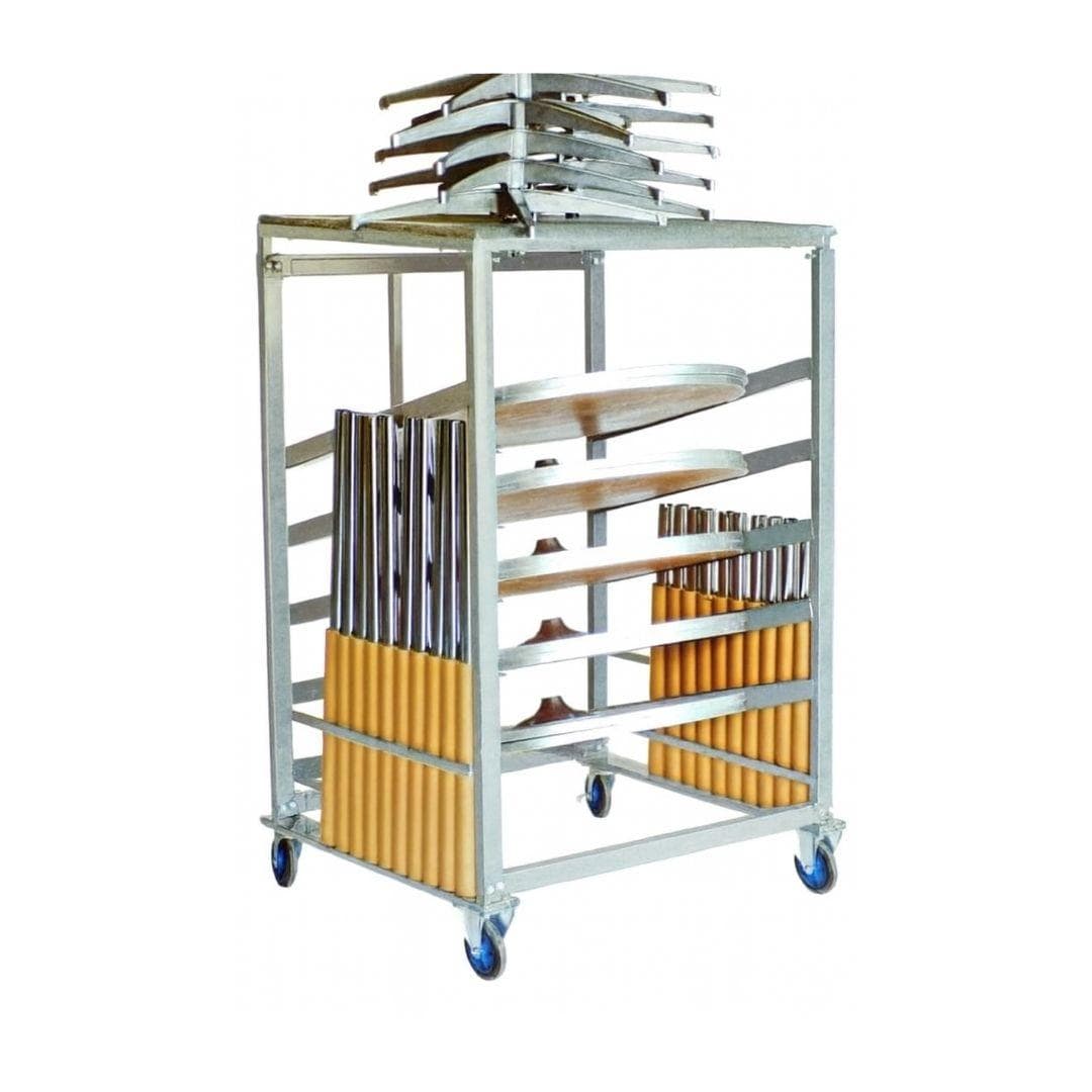 Chivari Steel Table Cart for 30" Cocktail Table Kits - up to 10 Tables CART109G-30-AX-T