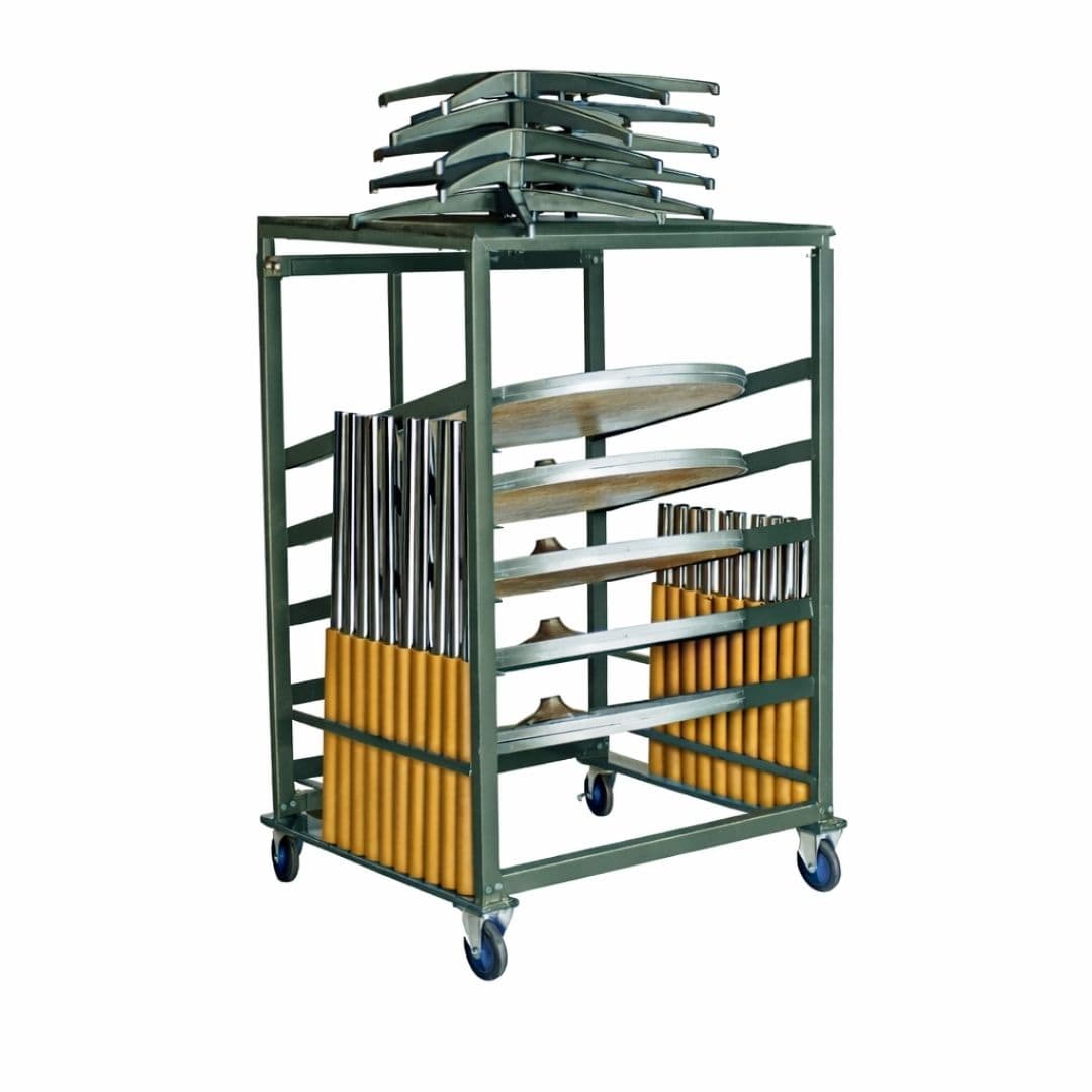 Chivari Steel Table Cart for 30" Cocktail Table Kits - up to 10 Tables CART109HG-30-AX-T