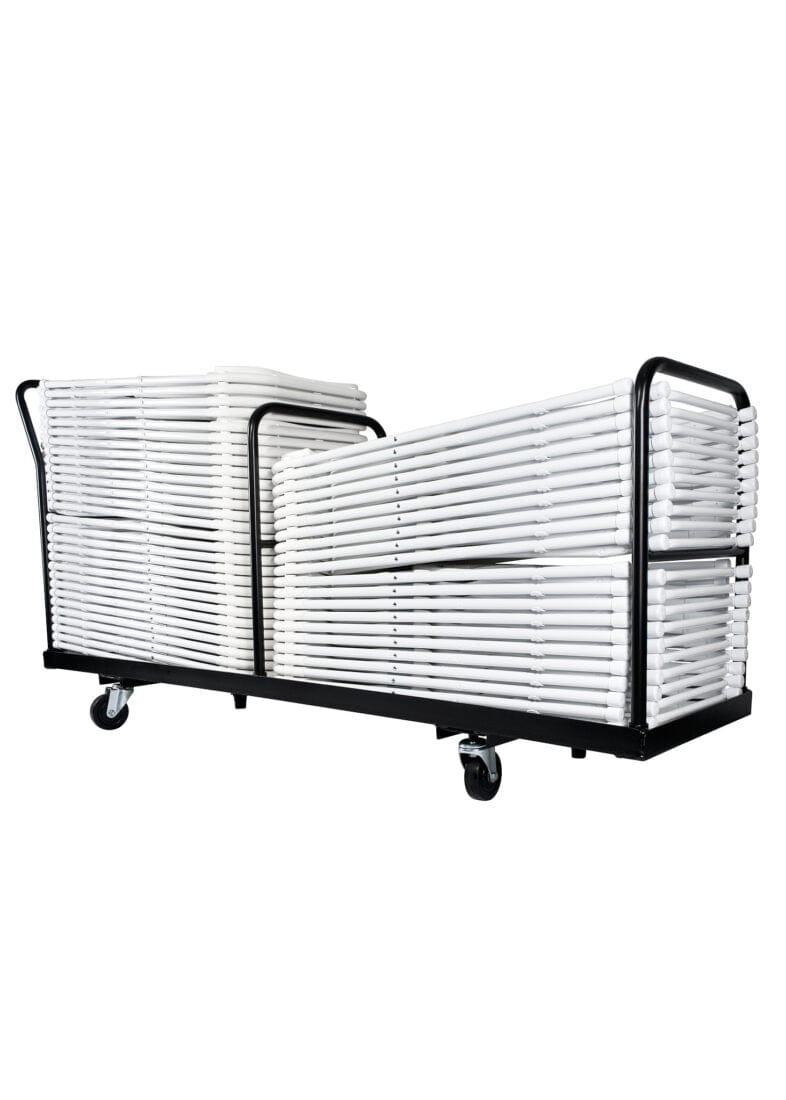 Chivari Black Extra Large Steel Folding Chair Cart for Poly Resin Bamboo and Wood Folding Chairs - up to 50 chairs CART111-AX-T