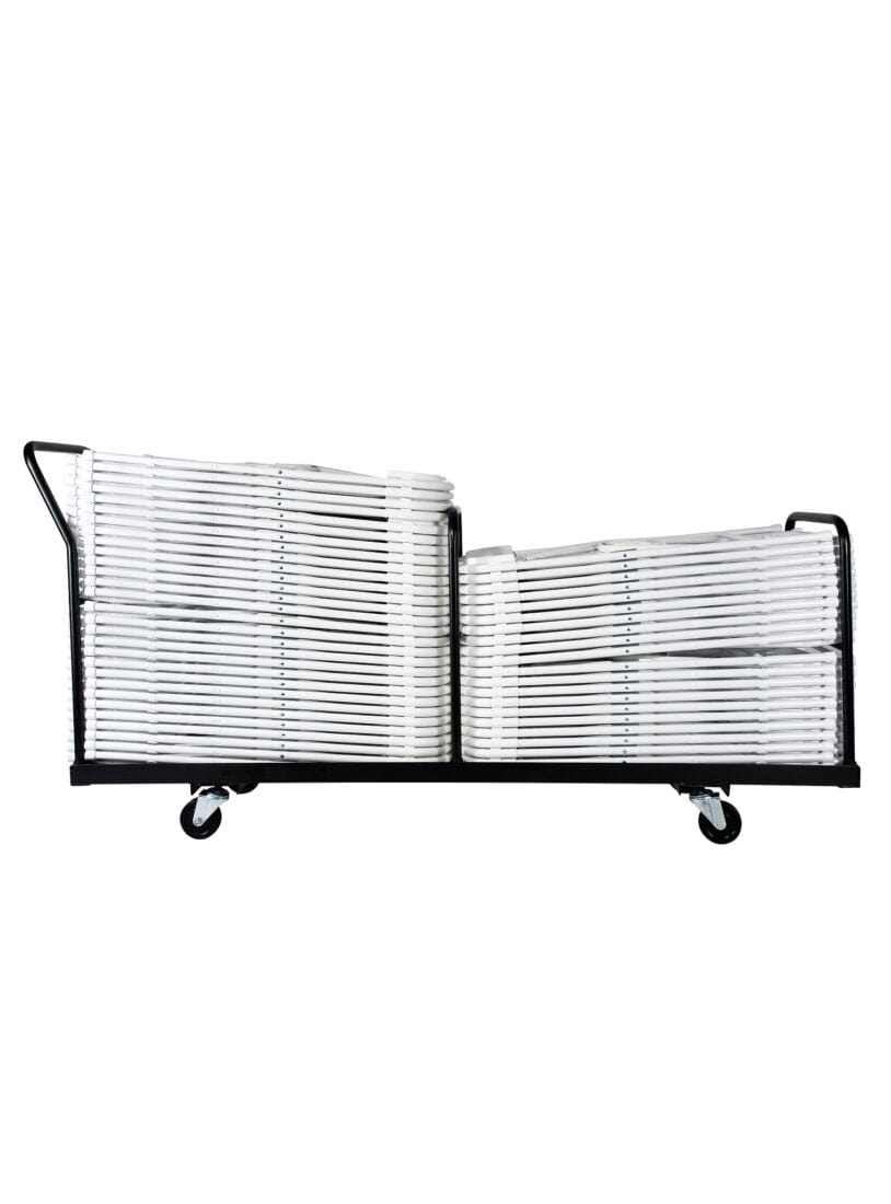 Chivari Black Extra Large Steel Folding Chair Cart for Poly Resin Bamboo and Wood Folding Chairs - up to 50 chairs CART111-AX-T