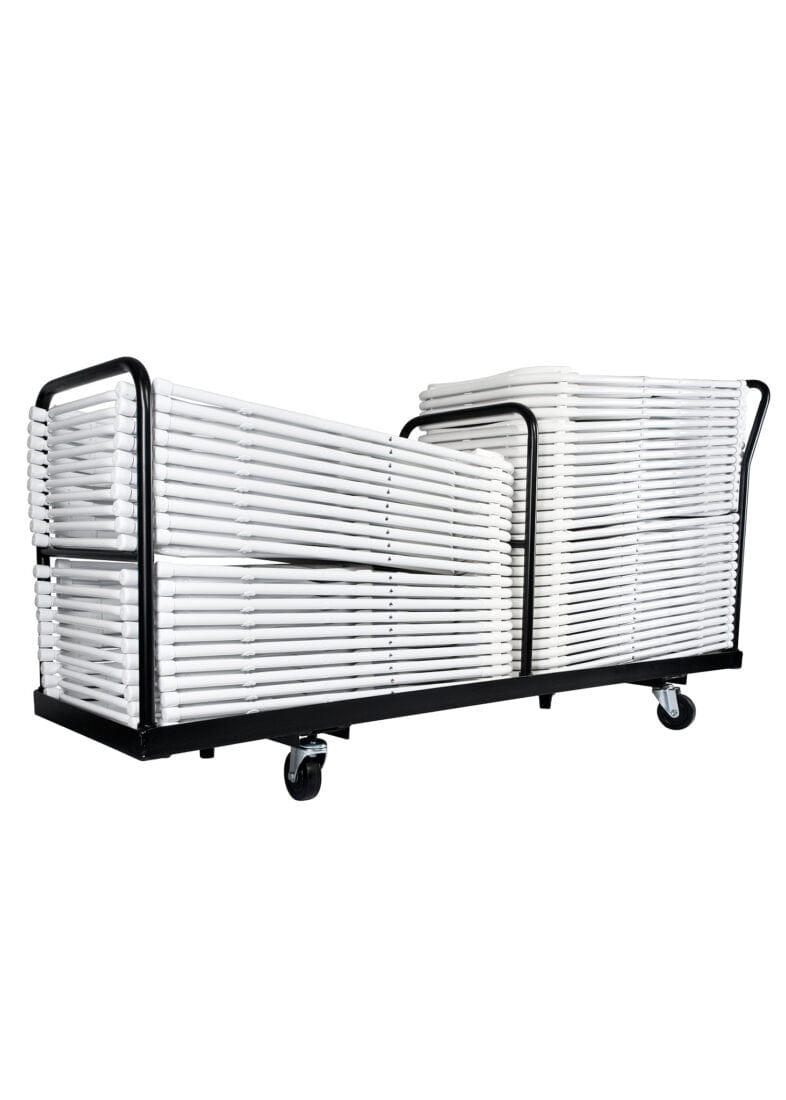 Chivari Black Extra Large Steel Folding Chair Cart for Poly Resin Bamboo and Wood Folding Chairs - up to 50 chairs CART111-AX-T