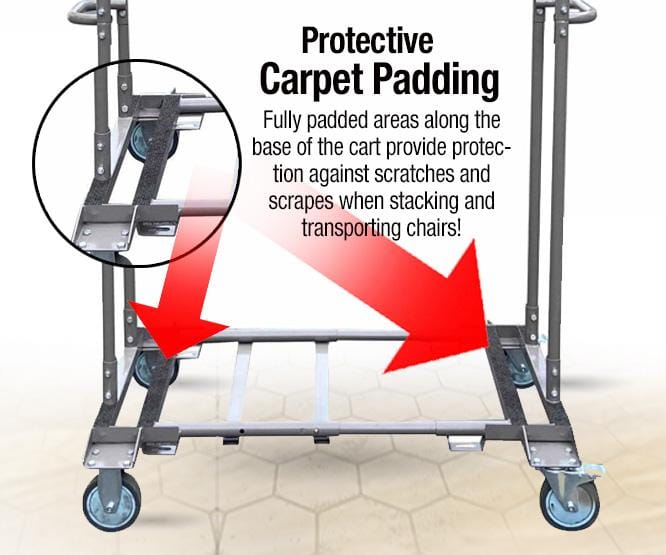 Chivari Adjustable Cart 113G for Resin, Poly, Bamboo, Barcelona Bistro and Metal Folding Chairs - up to 63 chairs CART113G-AX