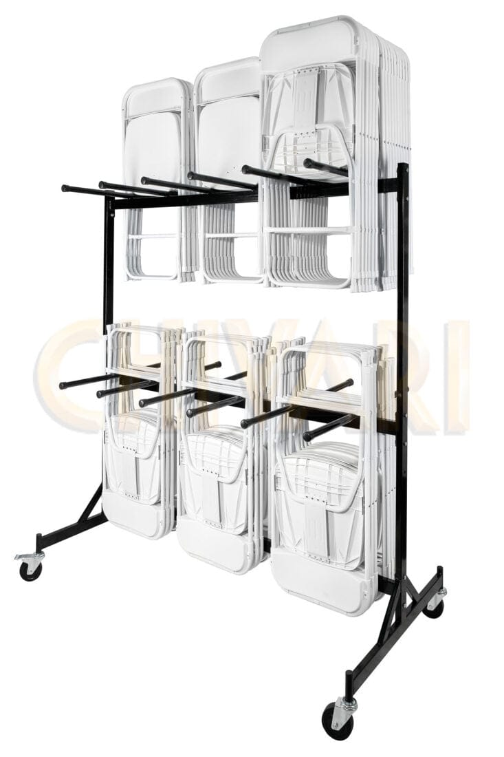 Chivari 48 Beige Metal Folding Chairs + 6 Heavy Duty Plastic 72x30 Banquet Tables + Hybrid Folding Chair and Banquet Table  Cart CFMBE-48-6RT-KT