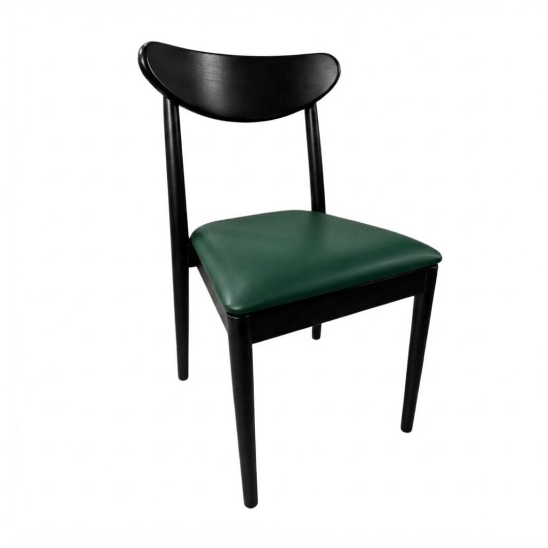 Chivari Black Wood Antler Chair with Hunter Green Vinyl Cushion CAWB-SHVHG-KT