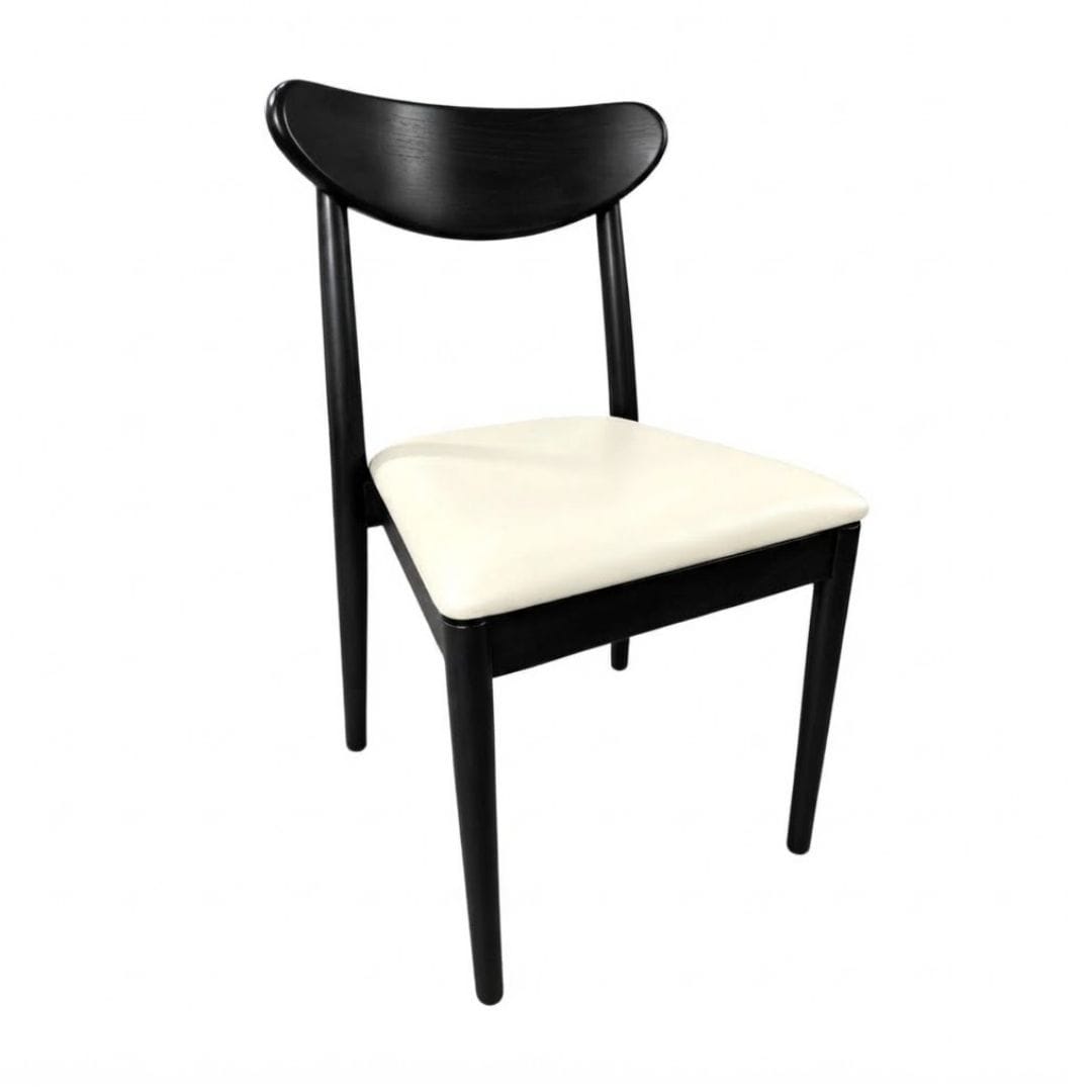 Chivari Black Wood Antler Chair with Ivory Vinyl Cushion CAWB-SHVIV-KT