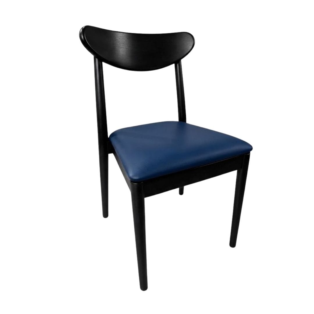 Chivari Black Wood Antler Chair with Navy Blue Vinyl Cushion CAWB-SHVNB-KT