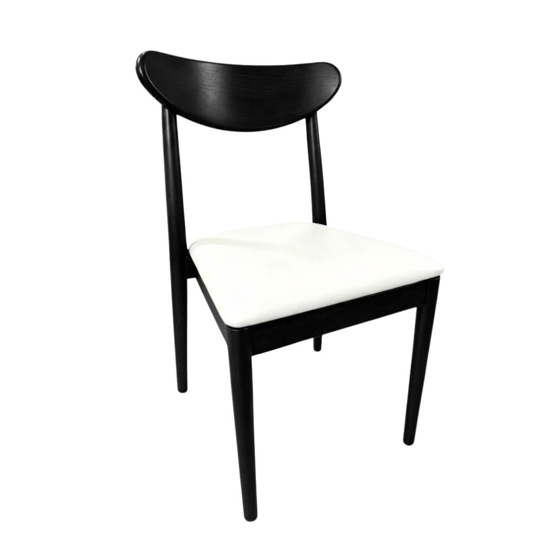 Chivari Black Wood Antler Chair with White Vinyl Cushion CAWB-SHVWH-KT