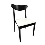Black Wood Antler Chair with White Vinyl Cushion