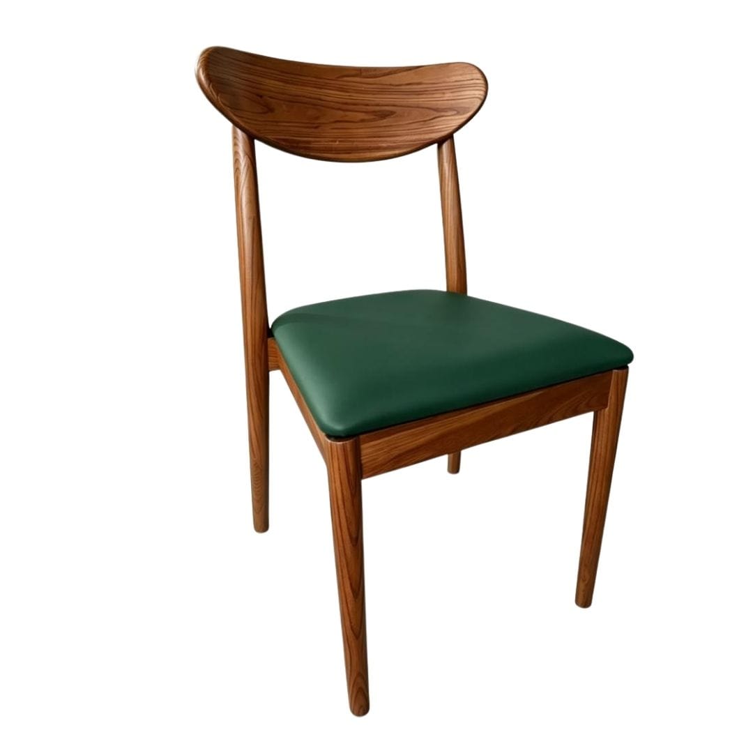 Chivari Chestnut Wood Antler Chair with Hunter Green Vinyl Cushion CAWC-SHVHG-KT