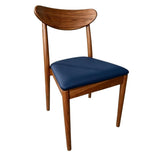 Chestnut Wood Antler Chair with Navy Blue Vinyl Cushion