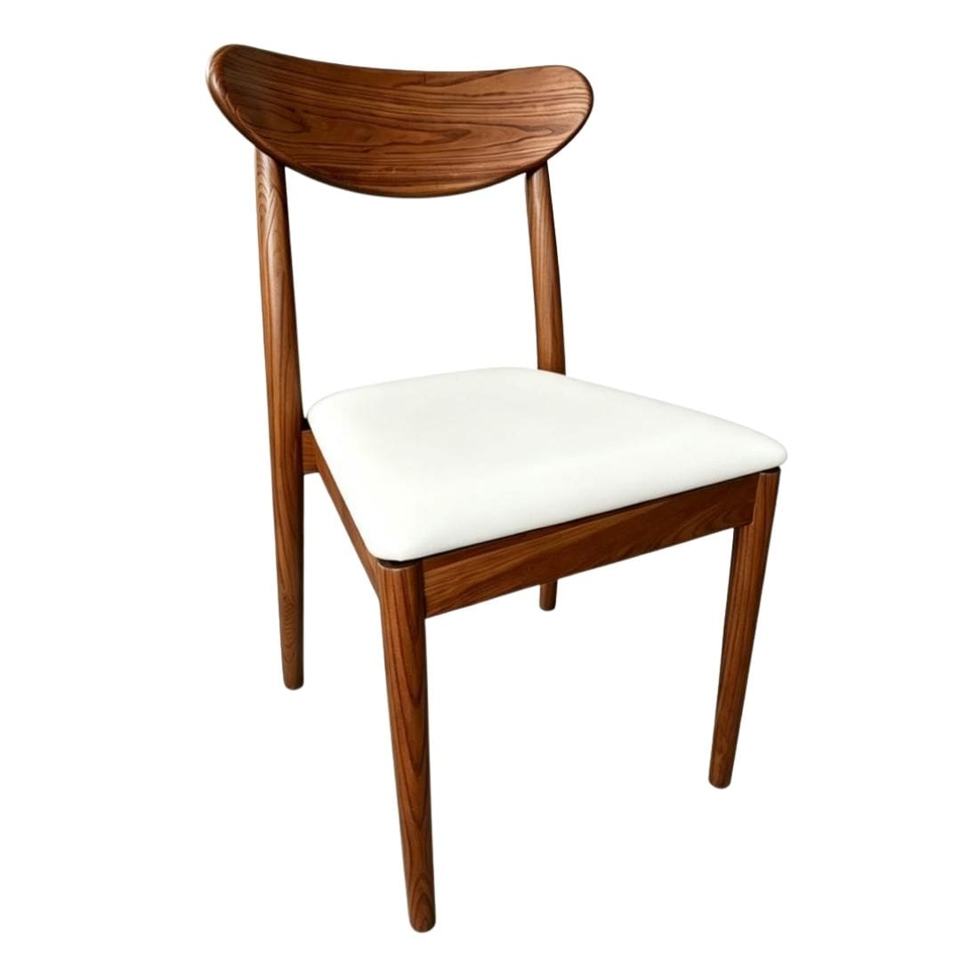 Chivari Chestnut Wood Antler Chair with White Vinyl Cushion CAWC-SHVWH-KT