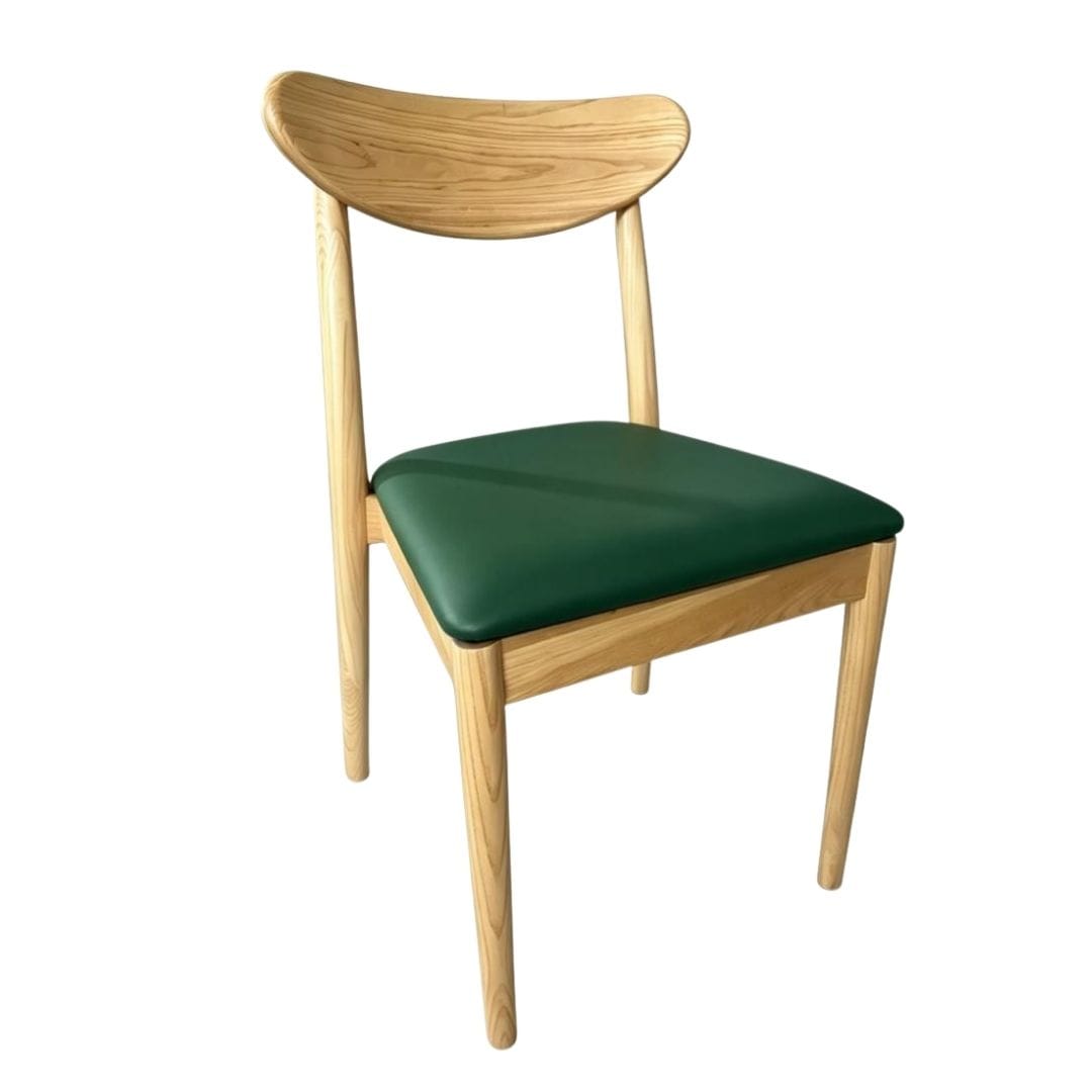 Chivari Natural Wood Antler Chair with Hunter Green Vinyl Cushion CAWN-SHVHG-KT