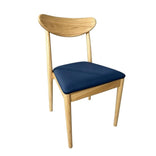Natural Wood Antler Chair with Navy Blue Vinyl Cushion