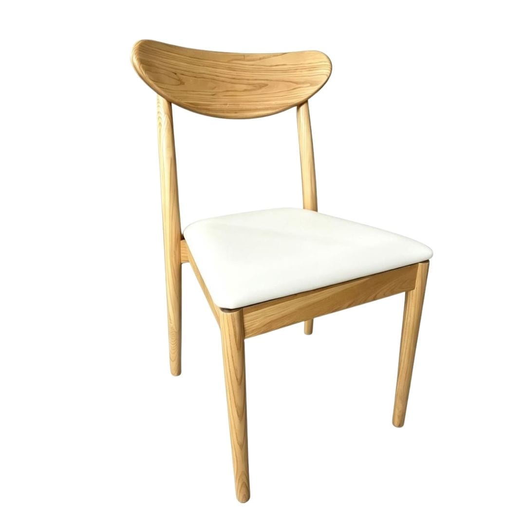 Chivari Natural Wood Antler Chair with White Vinyl Cushion CAWN-SHVWH-KT