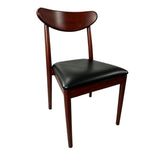 Walnut Finish Wood Antler Chair with Black Vinyl Cushion
