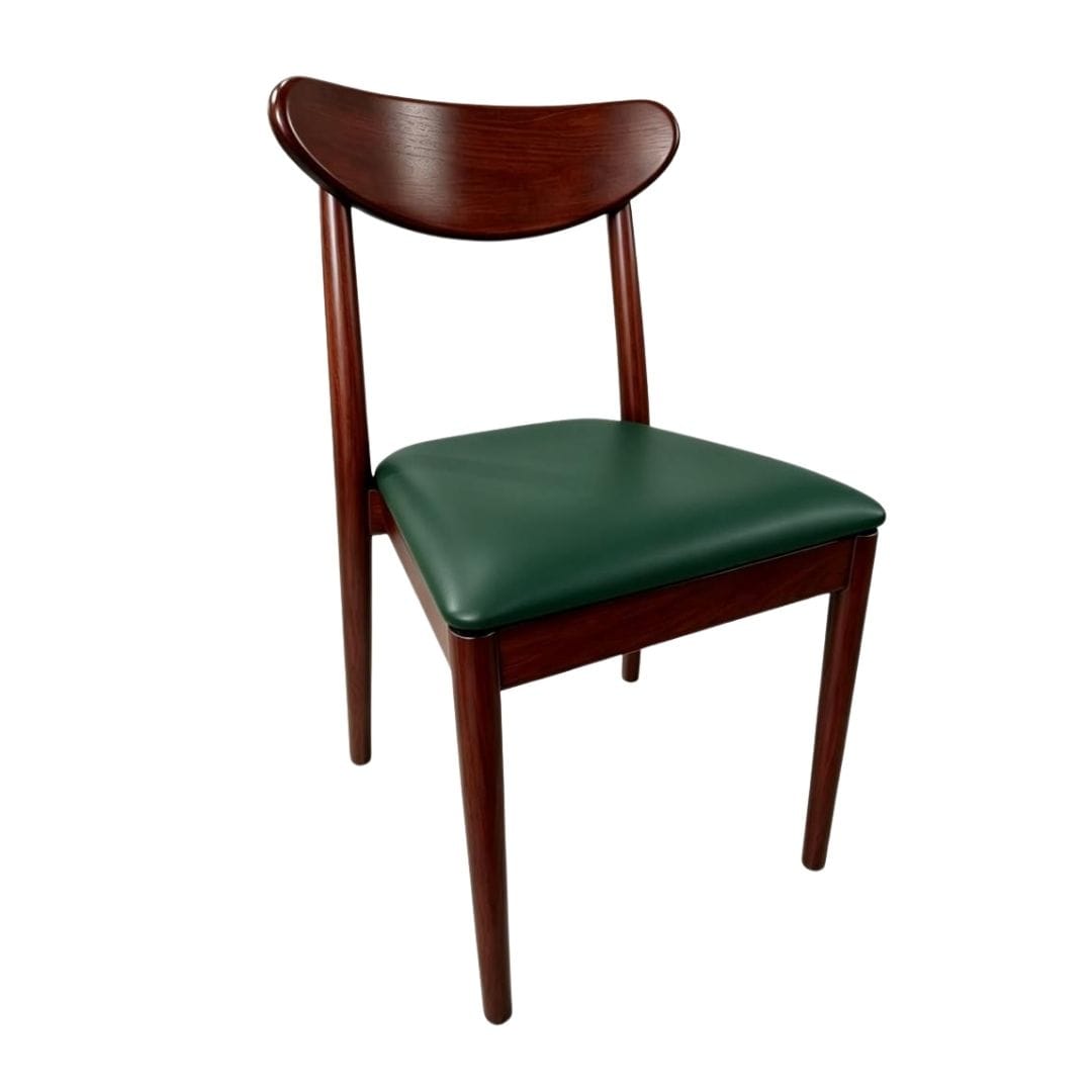 Chivari Walnut Finish Wood Antler Chair with Hunter Green Vinyl Cushion CAWWL-SHVHG-KT