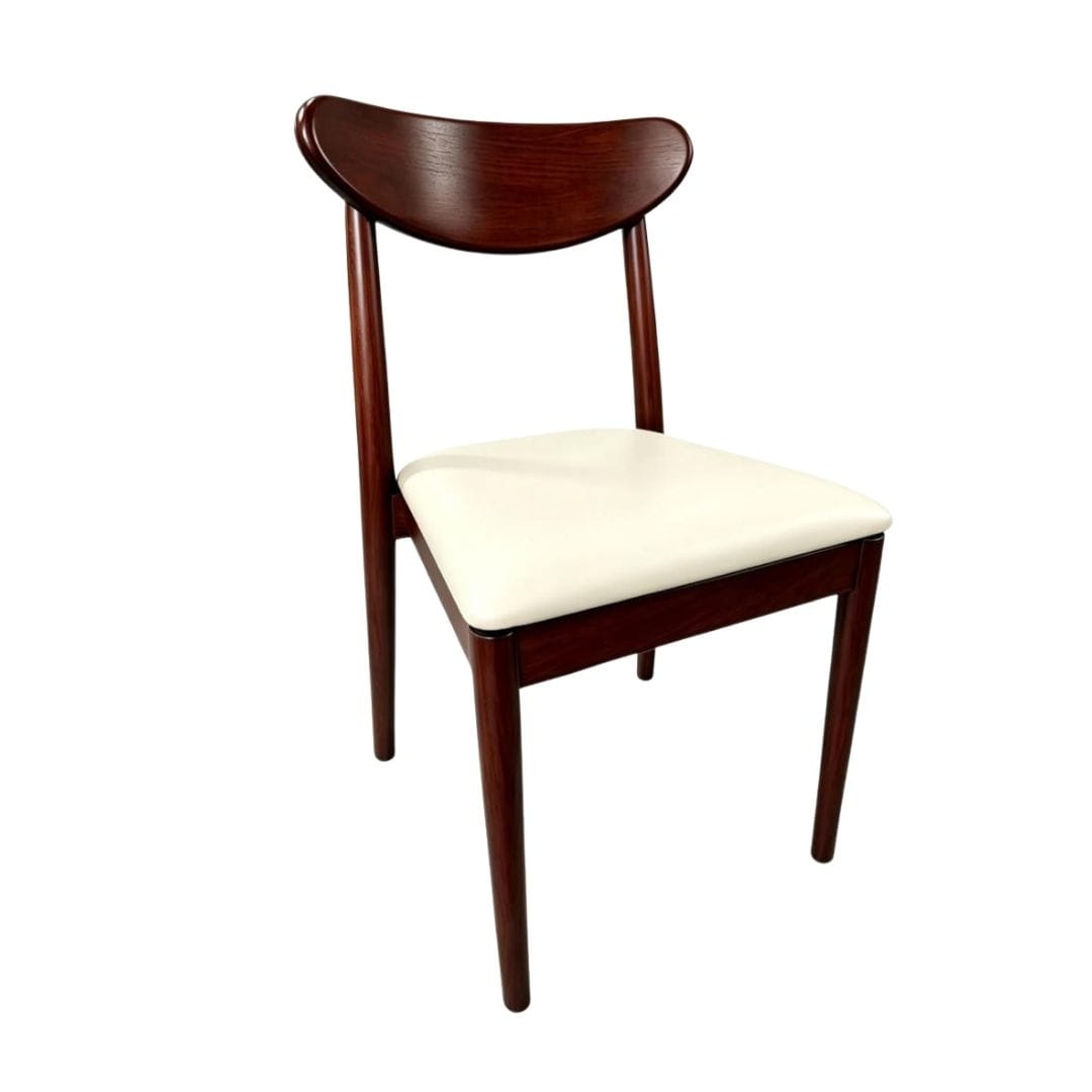 Chivari Walnut Finish Wood Antler Chair with Ivory Vinyl Cushion CAWWL-SHVIV-KT