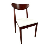 Walnut Finish Wood Antler Chair with White Vinyl Cushion