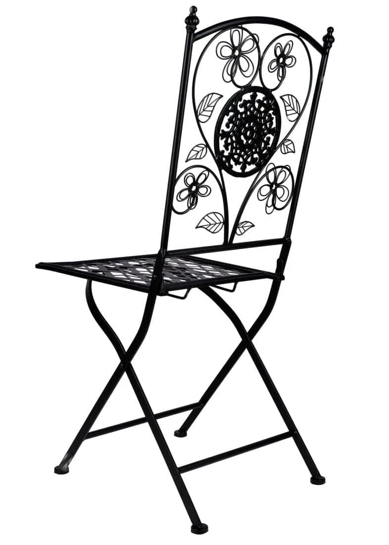 Chivari Rustic Matte Black Barcelona Bistro Folding Chair CBBMB-AX-T