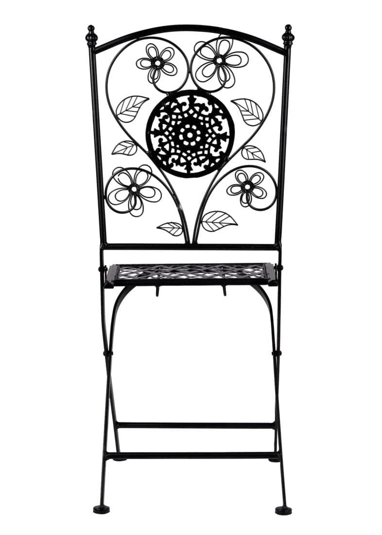 Chivari Rustic Matte Black Barcelona Bistro Folding Chair CBBMB-AX-T
