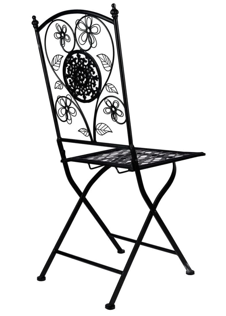 Chivari Rustic Matte Black Barcelona Bistro Folding Chair CBBMB-AX-T