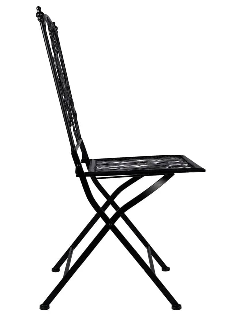 Chivari Rustic Matte Black Barcelona Bistro Folding Chair CBBMB-AX-T