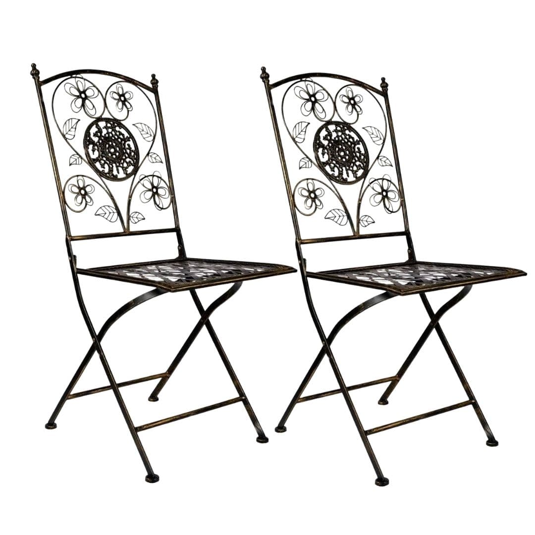 Chivari Vintage Copper Gold Brushed Barcelona Bistro Folding Chair CBBMC-AX-T