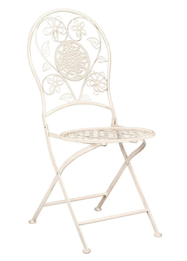 Chivari Barcelona Bistro Chair Antique White with Round Seat and Back CBBMRW-AX-T