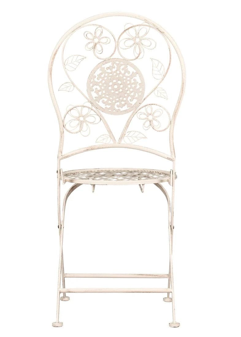 Chivari Barcelona Bistro Chair Antique White with Round Seat and Back CBBMRW-AX-T