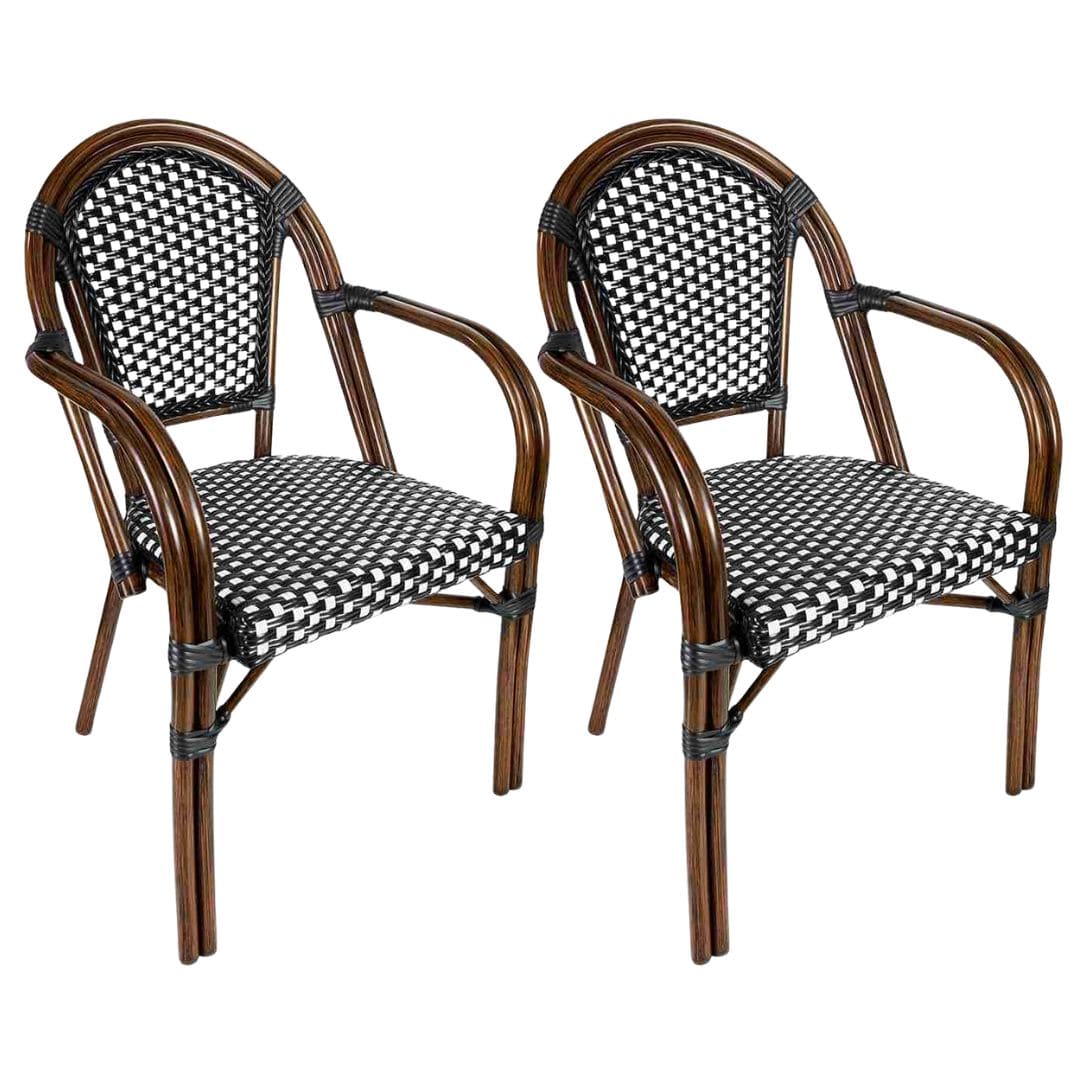 Toulouse Black and White French Bistro Chair Patio Dining with Arms CBPABLA-AX-T