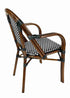 Toulouse Scratch and Dent Black and White French Bistro Chair Patio Dining with Arms CBPABLA-AX-T-SD